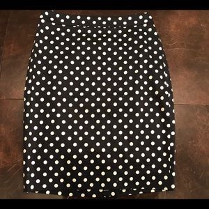 J. Crew Navy and White Polkadot Pencil Skirt
